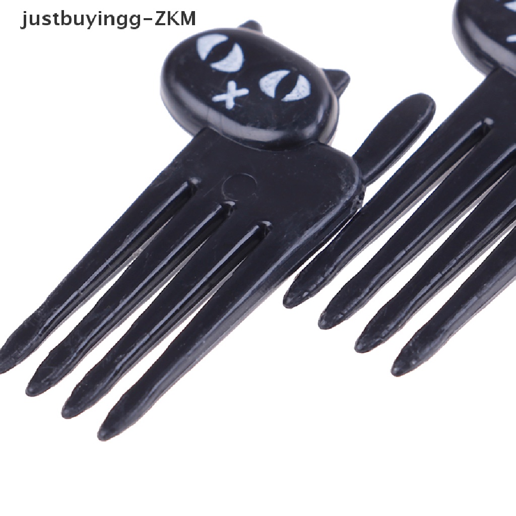 [justbuyingg] 6Pcs black cat fruit fork cute toothpick gadgets kitten dessert decoration fork [zkm]