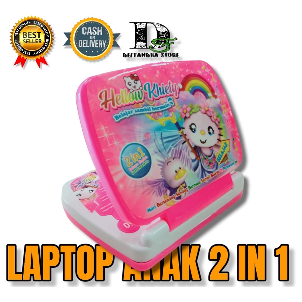 Mainan Edukasi Laptop 2IN1 - Laptop 2 Bahasa - Mainan Anak Laptop Belajar