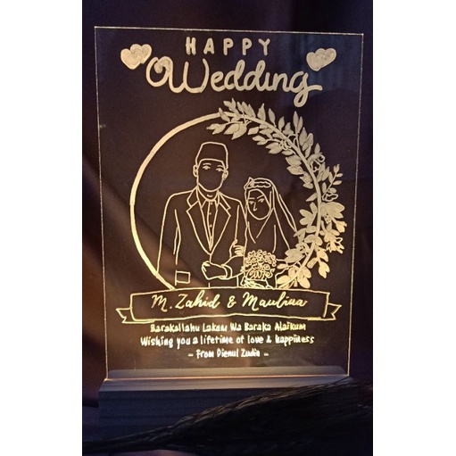 ACRYLIC LED | AKRILIK LETTERING DENGAN LED CUSTOM A5 GIFT/KADO/HAMPERS WISUDA/ULANG TAHUN/WEDDING