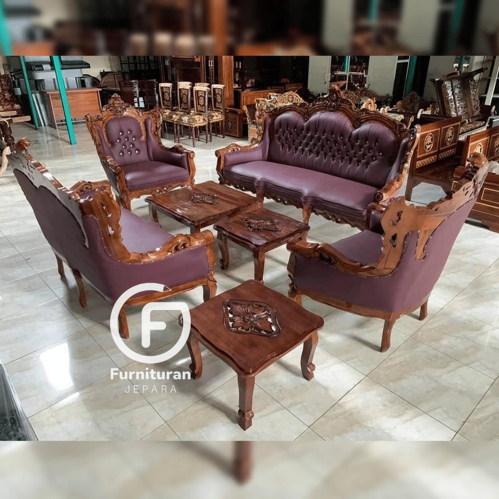 Kursi Tamu Set Monaco Rangka Jati | Kursi Tamu Antik Jepara