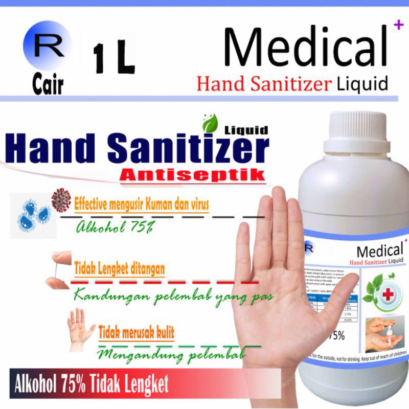 hand sanitizer 1 liter cair |antiseptik |disifectant |tidak lengket anti virus ph 5.5(OC)