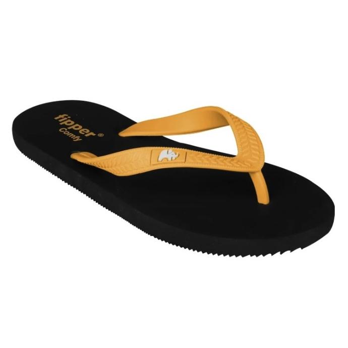 Sandal Fipper Comfy Original for Man - Black/Yellow Termurah