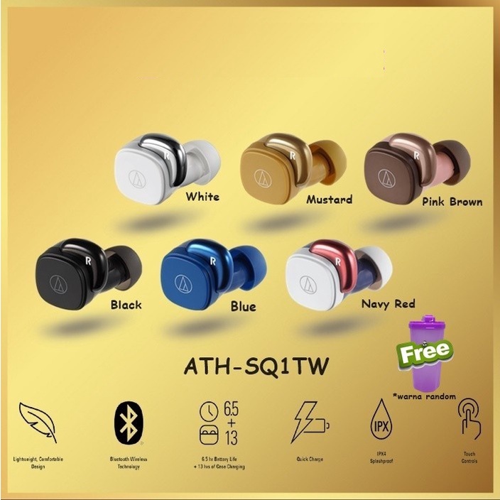 Audio Technica ATH-SQ1TW Wireless Earbuds SQ1 TW SQ 1 TWS Earphone Ath