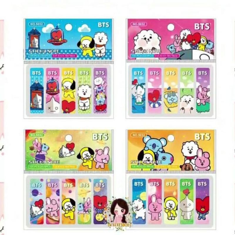 [ COD ]  1 SET 100PCS STICKY NOTE PLASTIK HOLOGRAM BT21 BTS KPOP / STICKY-4