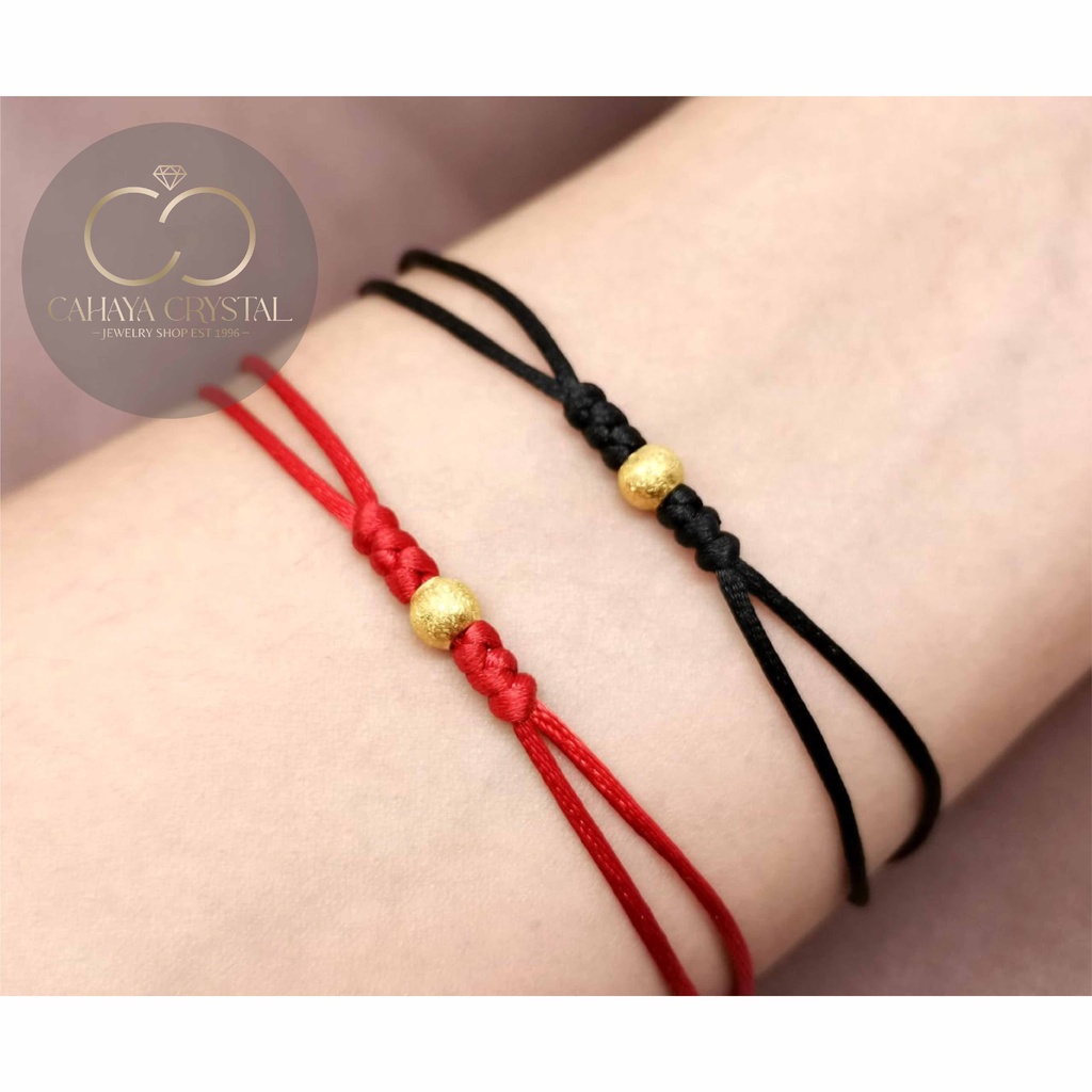 Gelang Charm Bola Doff emas kadar 8k 37.5% 375 &amp; Tali serut (Kepang Serut / Double Layer Serut)