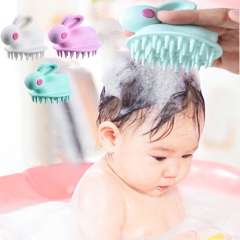 Silicone Head Body Scalp Massage Brush / Hair Washing Comb Shampoo Spa Baby Shower Brush for Bathroom