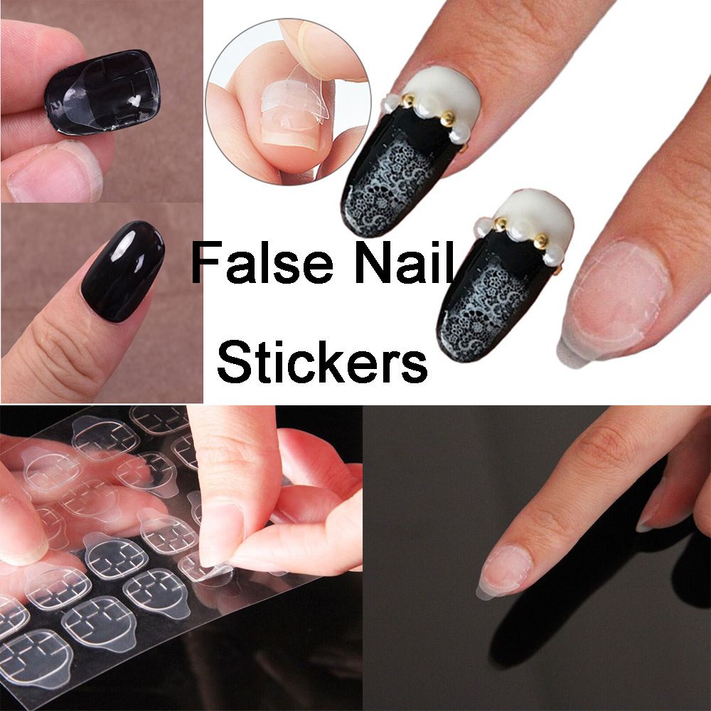 MXBEAUTY 5 Sheet/Pack Fake Nail Tips Transparent Nail Art False Nail Stickers For Press On Nails Adhesive Tabs Waterproof Double-Sided Tapes Clear Crystal Jelly Tape Nail Gel