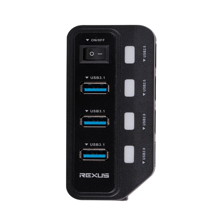 Rexus USB HUB V.3.0 V.2.0 H332 7 Port + Type C - RXH-332