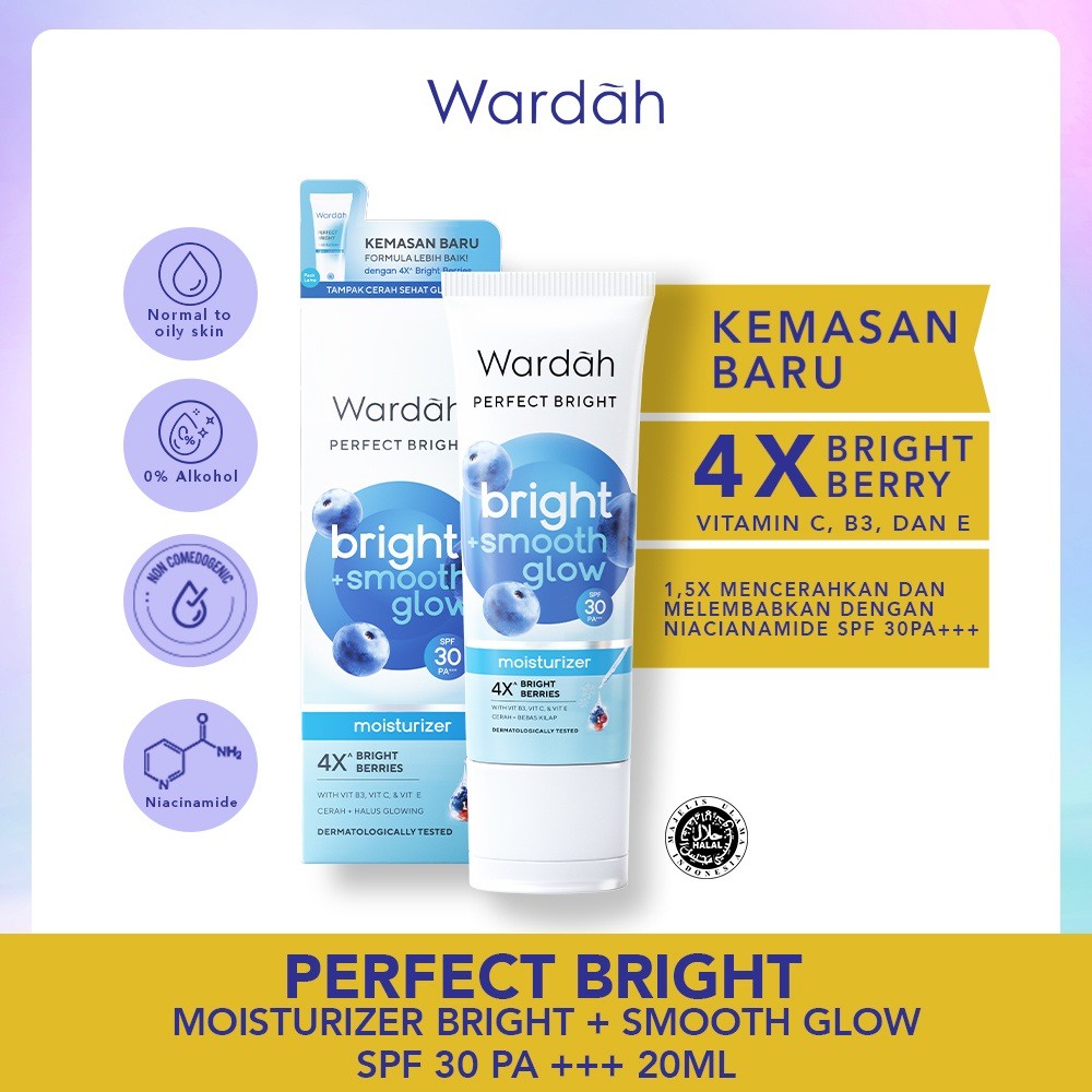 WARDAH PERFECT BRIGHT + SMOOTH GLOW MOISTURIZER NORMAL SKIN SPF 30 PA+++  - 20ML