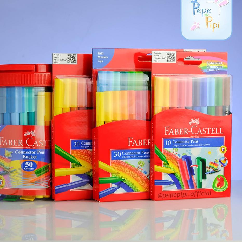 

[KODE JZ77Z] Spidol Connector Pen Faber Castell 10, 20, 30 dan 50 Pcs Sepidol Warna Colour Color