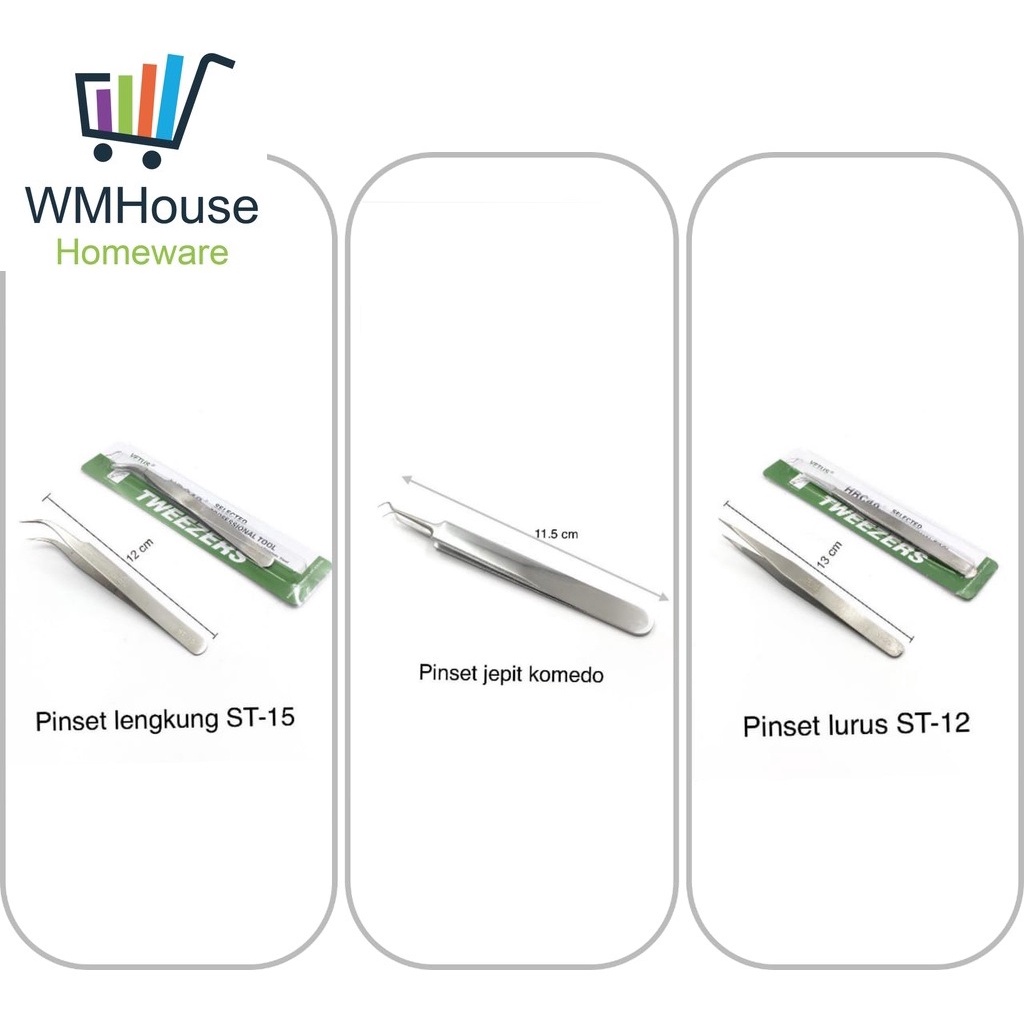 [Wmhouse]Pinset Vetus Tweezers Pinset Lurus /  Pinset Bengkok / Lengkung  ST-12 / ST-15  Stainless S