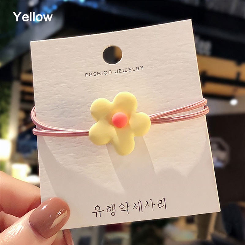 OVERFLOWS.ID Tali Rambut Bunga Ala Korea Kuncir Ikat Rambut Daisy Import-Bunga BULAT Pink