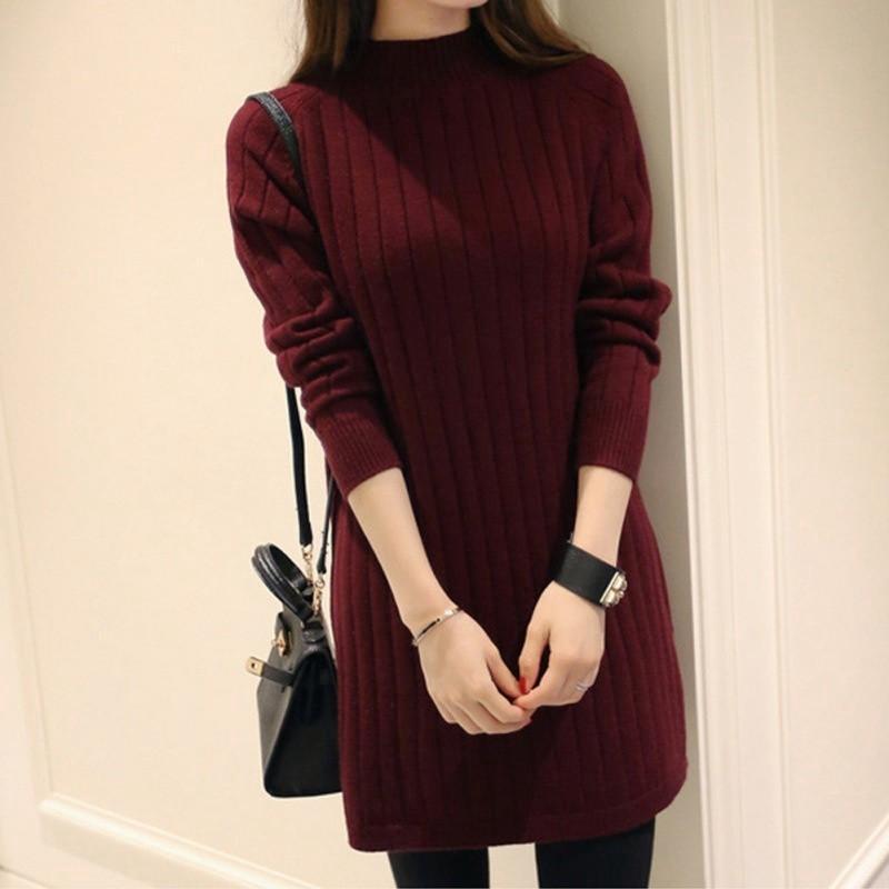 Felikinlife Dress Sweater  Mini Slim Turtleneck Bahan Rajut  