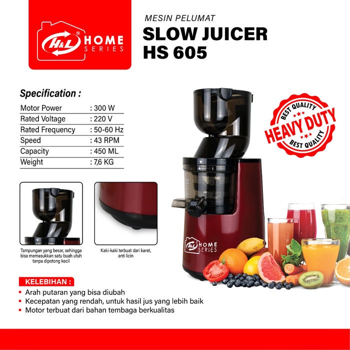 HL Slow Juicer Mesin Pelumat HS605 HS 605