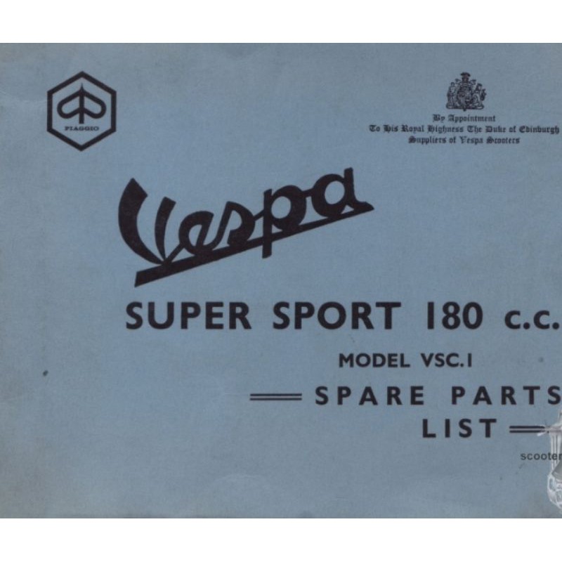 Buku Part Catalog Catalogue Katalog Katalogue Copian Vespa  Super Sport 180 cc