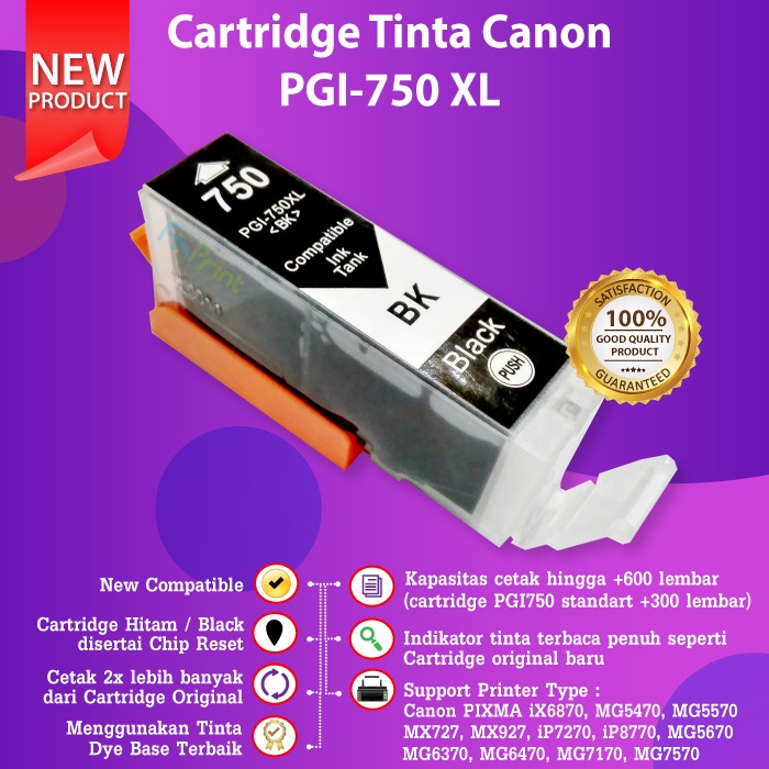 Cartridge Tinta Compatible PGI750 CLI751 750 751 For Printer Canon IX6770 IX6870 MG5470 MG5570 MG5670 MG6370 MG6470 MG7170 MG7570 MX727 MX927 IP7270 IP8770