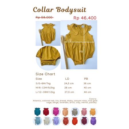 MINIQUIN Collar Bodysuit (Jumper Bayi Pendek 0 - 18 bulan)