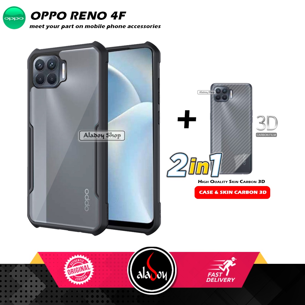 Case OPPO RENO 4F Armor Fusion Transparent Casing Free Skin Carbon 3D