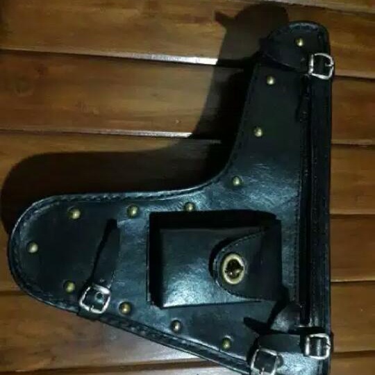 Aksesoris Sepeda - Tas Daalangan Frame Tempat Pistol Bahan Kulit Sepeda Onthel Klasik
