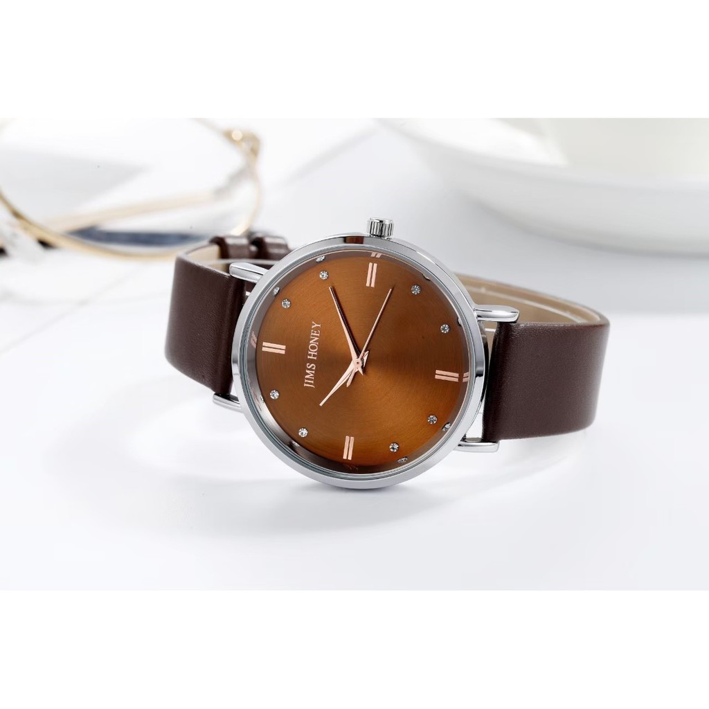 Jam 8123 JIMS HONEY ORIGINAL Jam Tangan Wanita Cewek Keren Analog Elegan Masa Kini Aksesoris Murah-L02 Brown