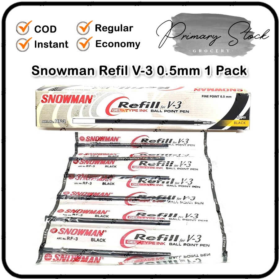 

Snowman Refill V3 Isi Pulpen V 3 Gel Ink 0.5 Tinta Hitam 1 Lusin 12 pcs