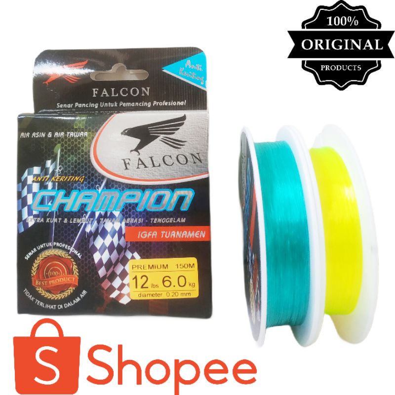 Senar Pancing Kuat dan  Anti keriting Falcon Champion panjang 150 meter