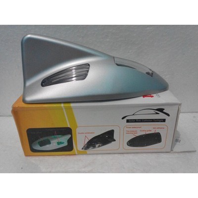 Antena Variasi Mobil Sirip Hiu LED Solar Cell Sensor Getar Silver