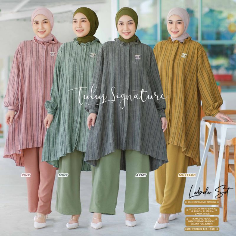LABELA SET TULUS SIGNATURE Crincle Setelan Wanita Kekinian One Set Jumbo LD 130