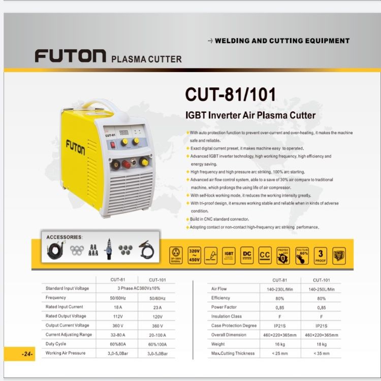 FUTON PLASMA CUTTING MACHINE 100 A / IGBT Inverter Air Plasma Cutter [CUT-101]