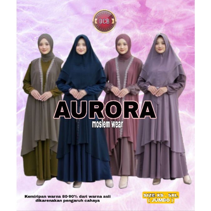 PROMO SALE MURAH GAMIS MUSLIM IBU SET HIJAB AURORA DRESS MOSLEM WEAR SIZE XS-5XL/ JUMBO
