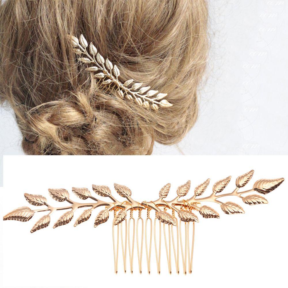 Golden Leaf Tiara Crown Headbands Hair Combs Hair Jewelry