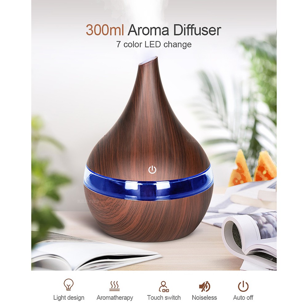 Ultrasonic Air Humidifier Aromatherapy Wood Grain 300ml