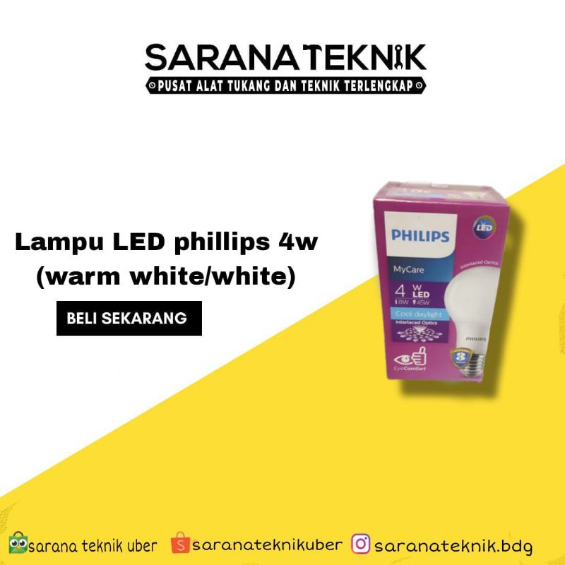 lamu phillips LED 4watt warm white my care / lampu phillips 4w kuning putih