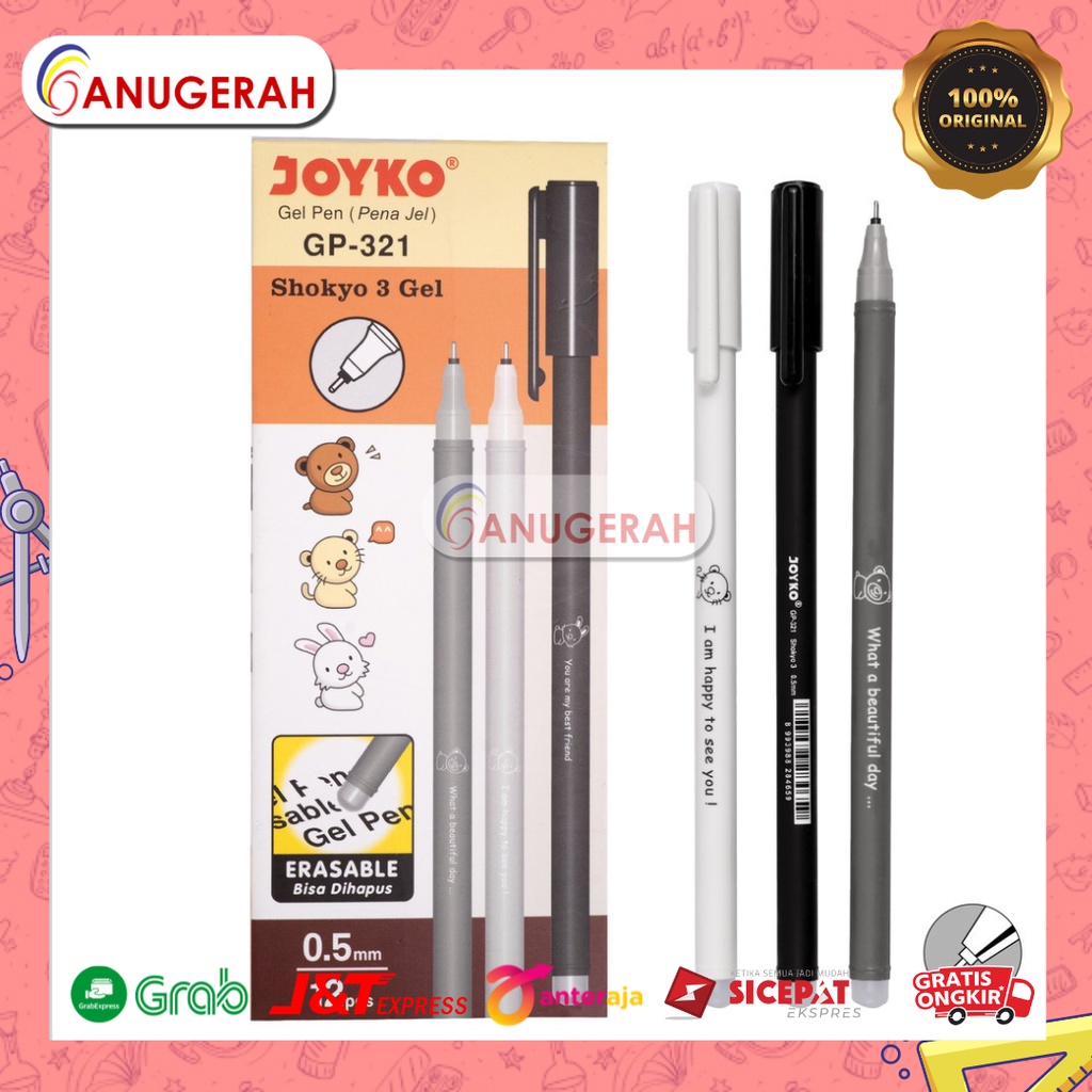 

JOYKO GP-321 ERASABLE BOLP GEL HITAM (pack)