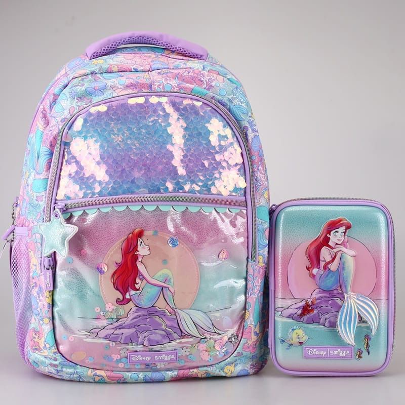 Smiggle Original Backpack Disney Ariel Mermaid & Flounder