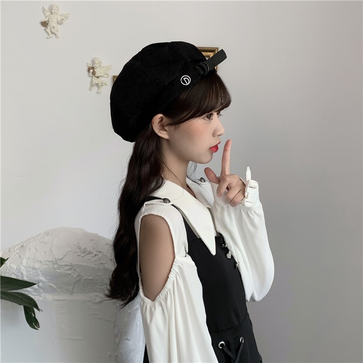 TBCO topi labu beret corduroy baret hat retro style high quality import korea jepang