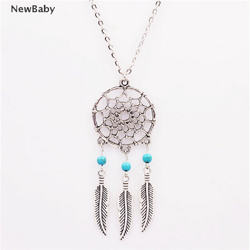 Kalung Rantai Dengan Liontin Dream Catcher Aksen Batu Turquoise Untuk Wanita