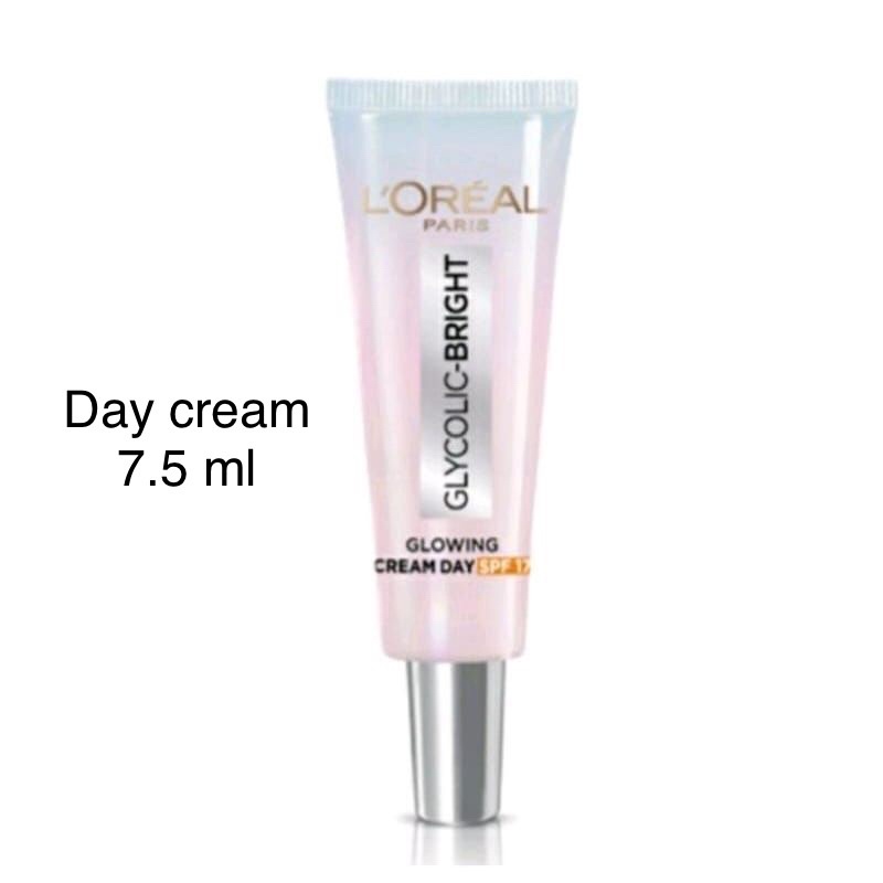 LOreal Paris Glycolic Bright Day - Night Cream 7.5 ml tube/ Krim siang - malam pencerah Glowing travel size