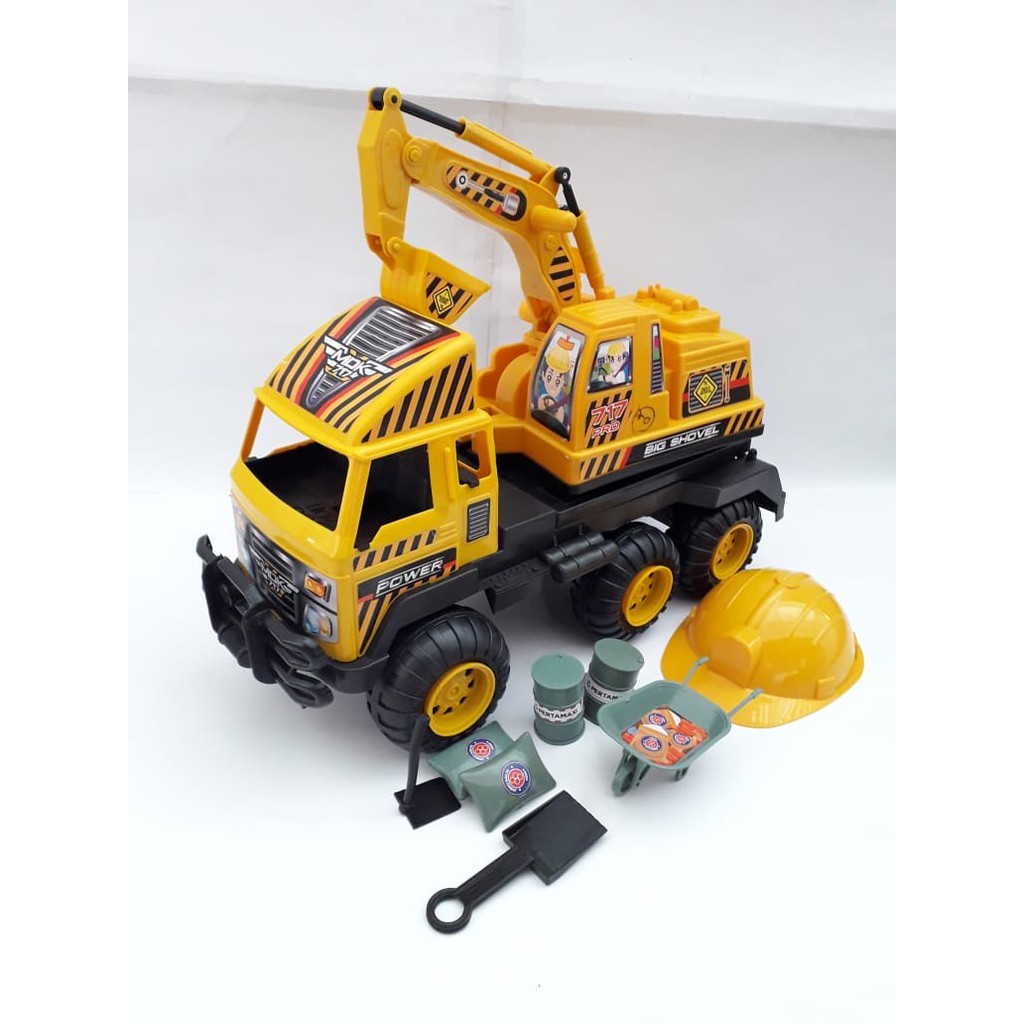 MAINAN ANAK MOBIL MOBILAN TRUK EXCAVATOR BESAR PLUS HELM / MDK 717 PRO