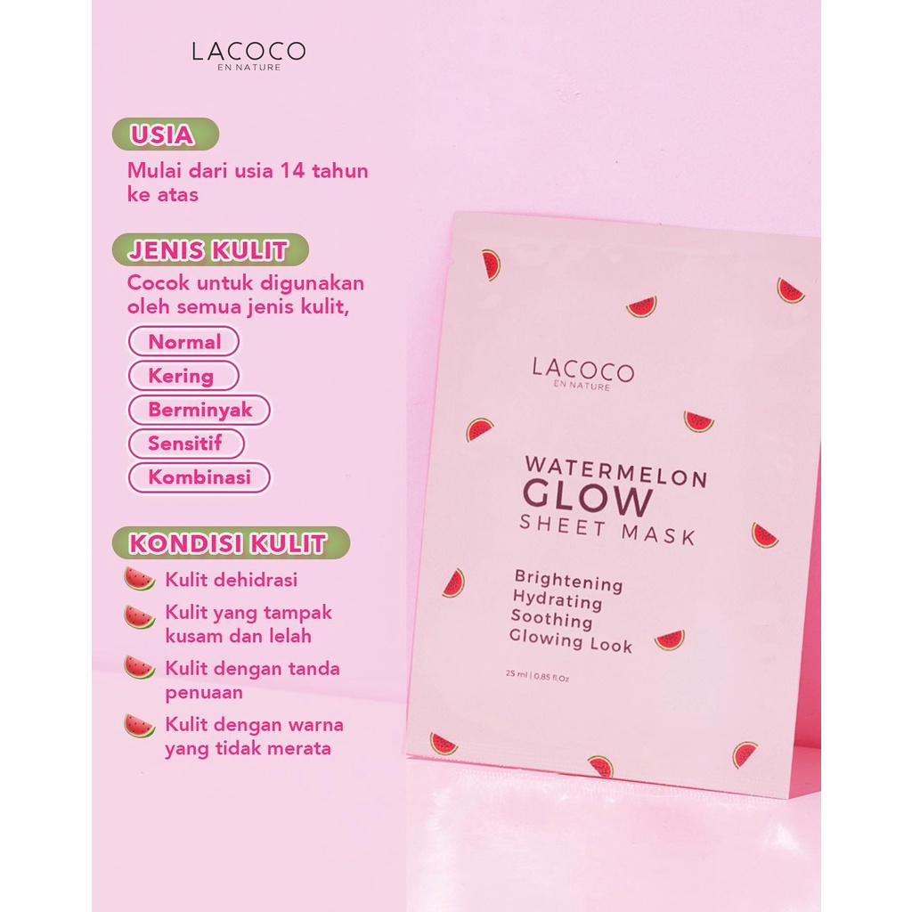 Lacoco Watermelon Glow Sheet Mask 25ml