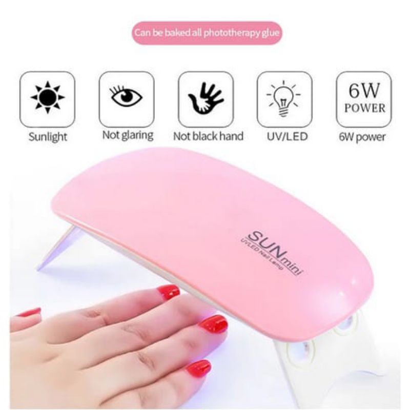 MSY Lampu LED UV Mini 6W Portabel Nail Dryer Untuk Pengering Kutek Gel