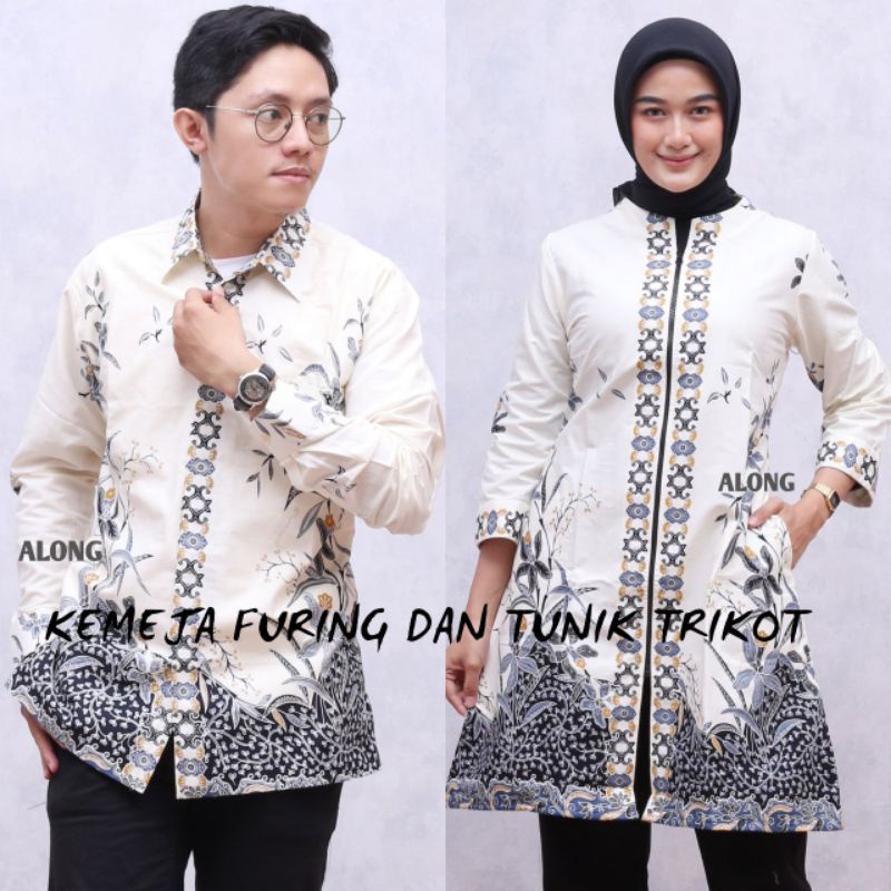 TUNIK BATIK COUPLE KEMEJA MODERN LAPIS FURING MEWAH ATASAN KEKINIAN FORMAL ELEGAN