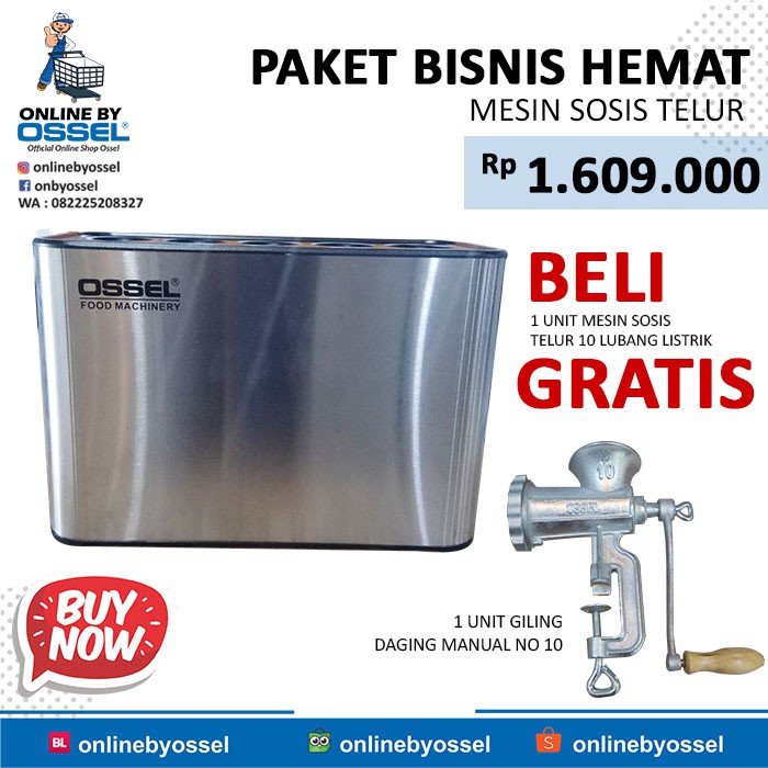 Mesin Sostel Sosis Telur 10 Lubang GRATIS Giling Daging Manual No 10