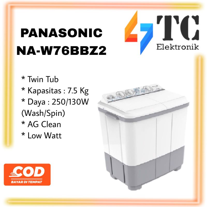 PANASONIC Mesin Cuci 2 Tabung NA-W76BBZ2 - 7.5 KG