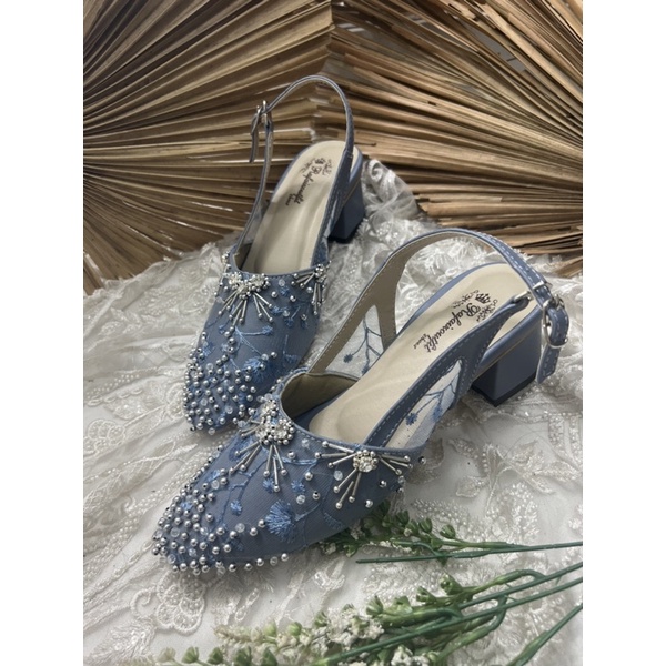 sepatu wanita wedding rullne iceblue 5cm tahu