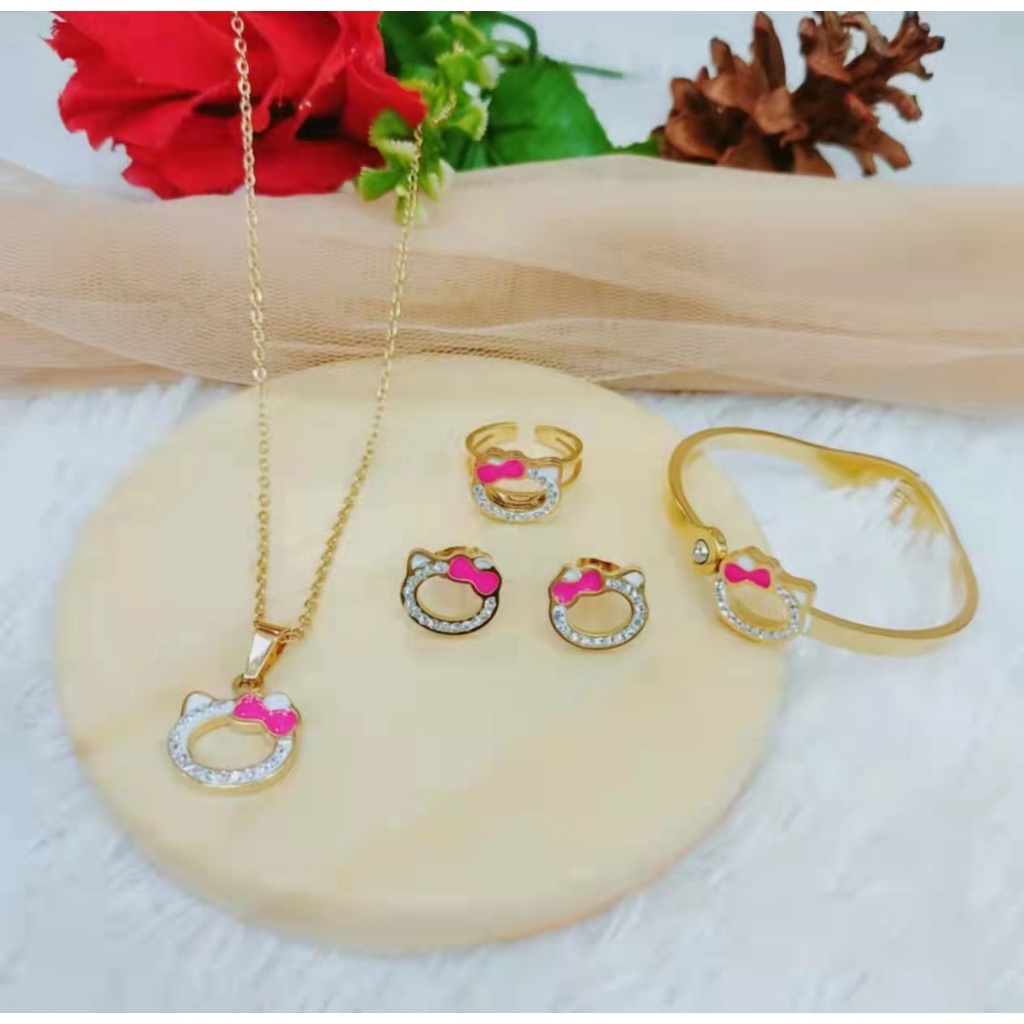 Titanium Set Anak Perhiasan Kalung/Gelang/Anting/Cincin L17