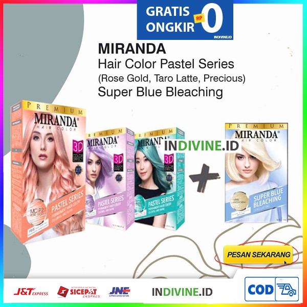 Miranda Pastel Series Taro Latte Super Blue Bleaching Semir Rambut Warna Pastel Baru Rose Gold Hair