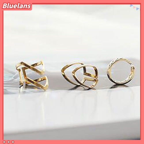 3pcs / Set Cincin Knuckle Midi Model Terbuka Desain Panah Hollow Untuk Wanita