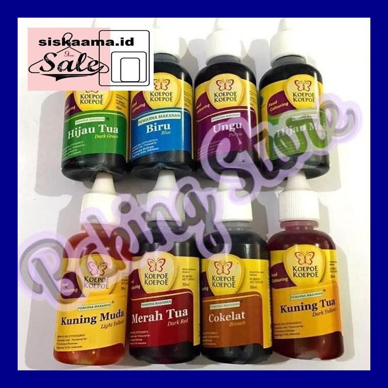 

A40D0Yh Pewarna Makanan Koepoe Koepoe 30Cc Kuning/Hijau/Biru/Merah/Cokelat - Merah Cabe D50Tr40V