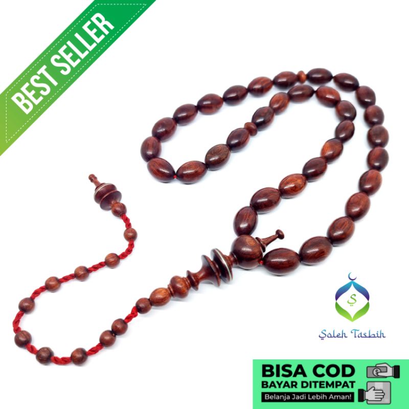 Tasbih Kayu Galih Nagasari Motif Oval, Size 11mmx17mm_Isi 33 Butir